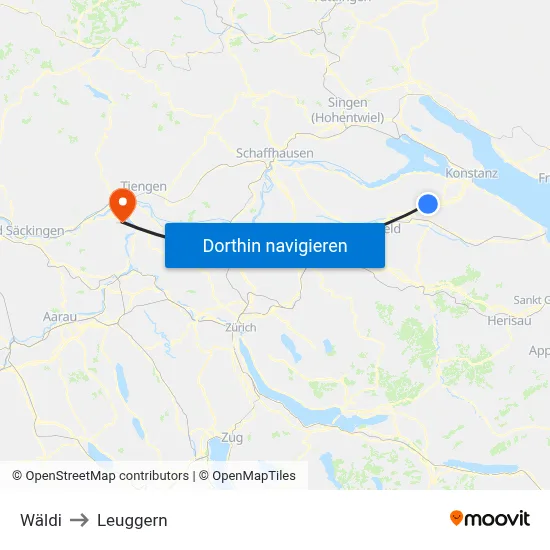 Wäldi to Leuggern map