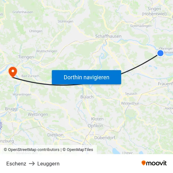 Eschenz to Leuggern map
