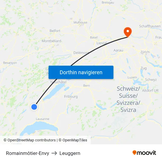 Romainmôtier-Envy to Leuggern map