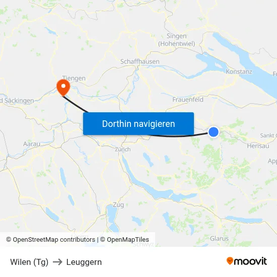 Wilen (Tg) to Leuggern map