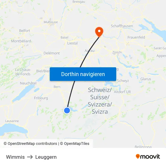 Wimmis to Leuggern map