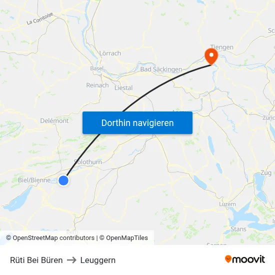 Rüti Bei Büren to Leuggern map