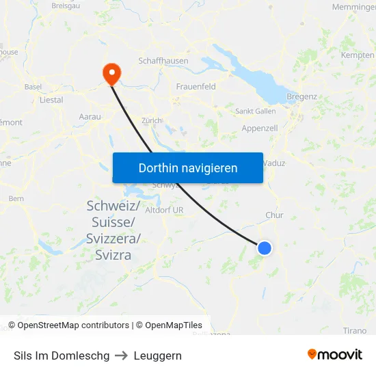 Sils Im Domleschg to Leuggern map