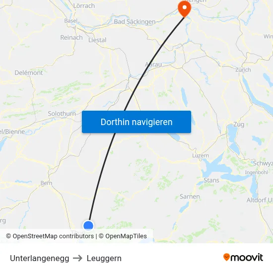 Unterlangenegg to Leuggern map