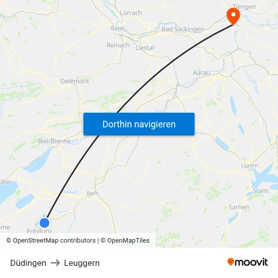 Düdingen to Leuggern map