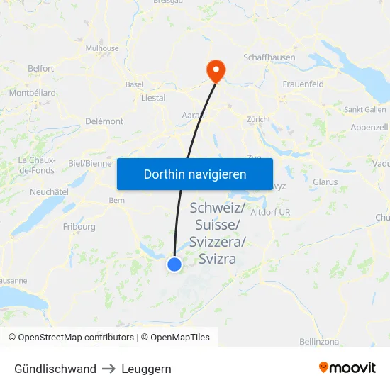 Gündlischwand to Leuggern map