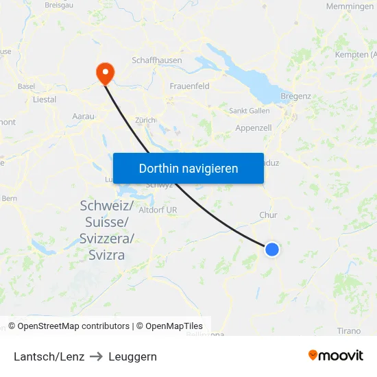 Lantsch/Lenz to Leuggern map