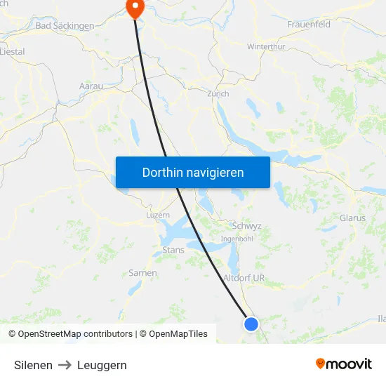 Silenen to Leuggern map