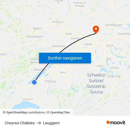 Cheyres-Châbles to Leuggern map