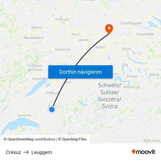 Crésuz to Leuggern map