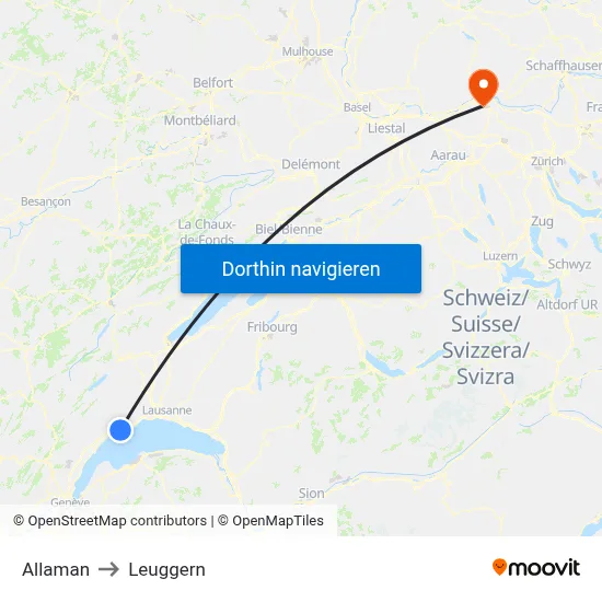 Allaman to Leuggern map