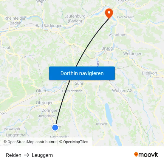 Reiden to Leuggern map