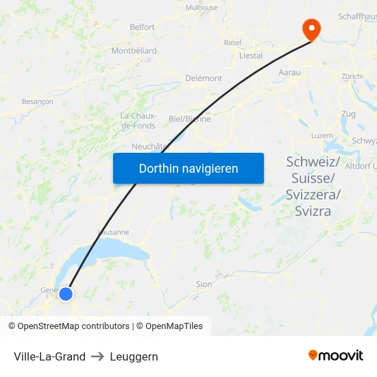 Ville-La-Grand to Leuggern map