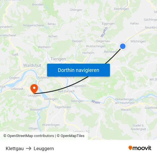 Klettgau to Leuggern map