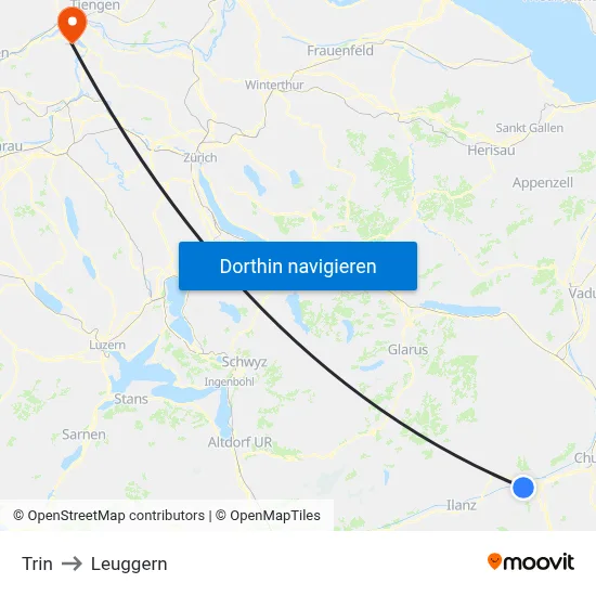 Trin to Leuggern map