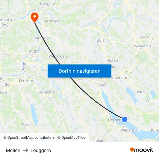 Meilen to Leuggern map