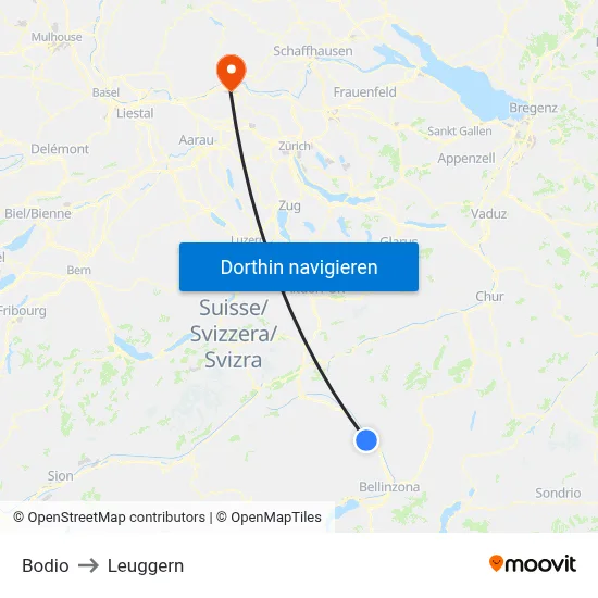 Bodio to Leuggern map
