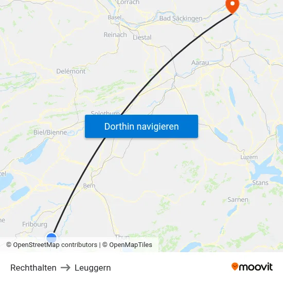 Rechthalten to Leuggern map