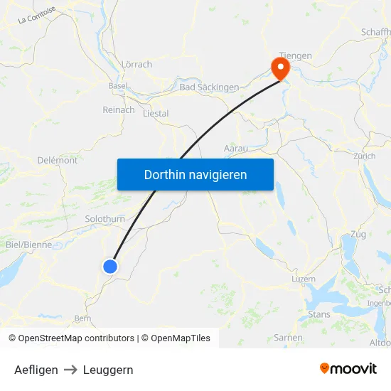 Aefligen to Leuggern map
