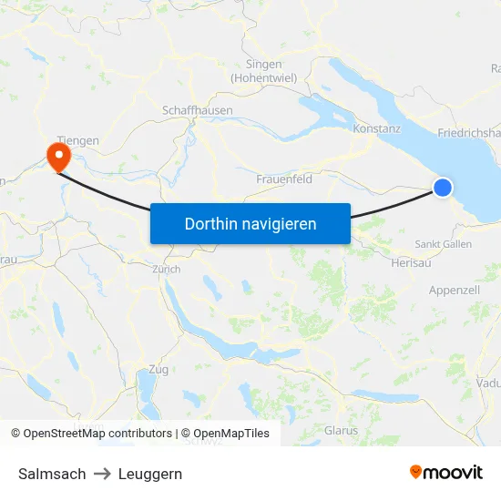 Salmsach to Leuggern map