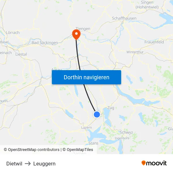 Dietwil to Leuggern map