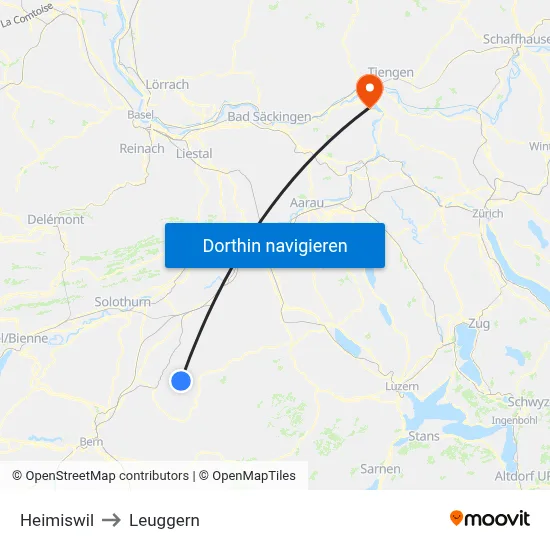 Heimiswil to Leuggern map