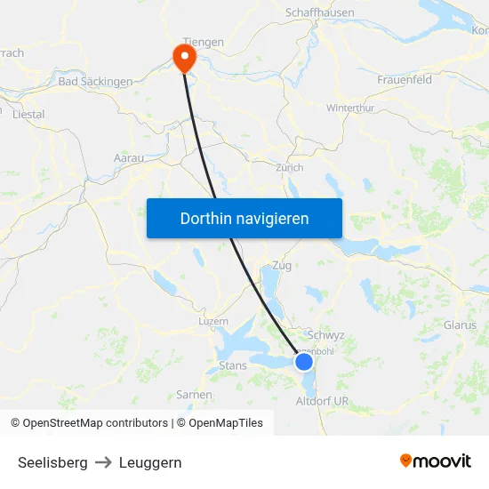 Seelisberg to Leuggern map