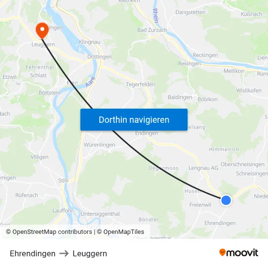 Ehrendingen to Leuggern map