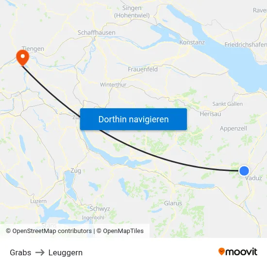 Grabs to Leuggern map