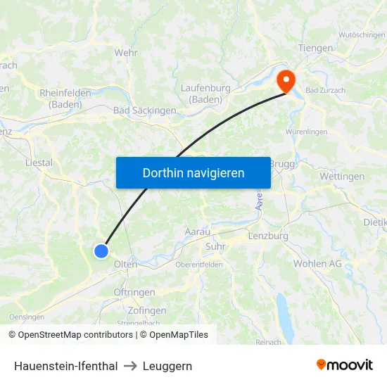 Hauenstein-Ifenthal to Leuggern map