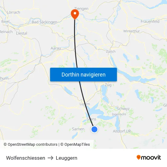 Wolfenschiessen to Leuggern map
