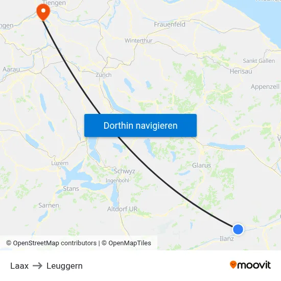 Laax to Leuggern map