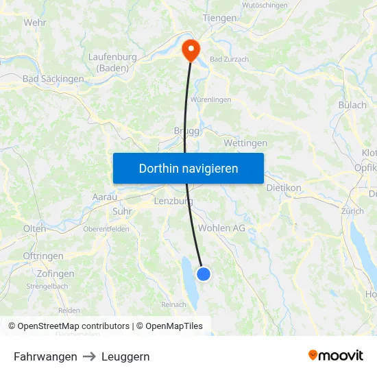Fahrwangen to Leuggern map