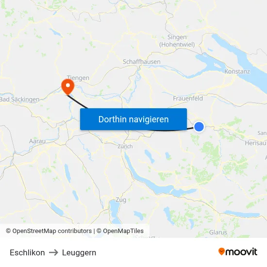 Eschlikon to Leuggern map