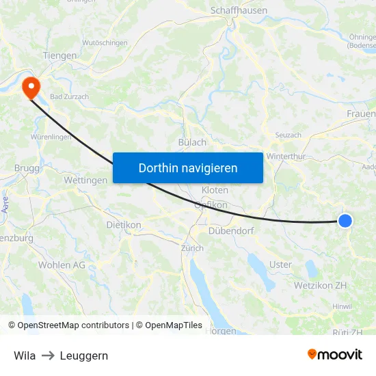 Wila to Leuggern map
