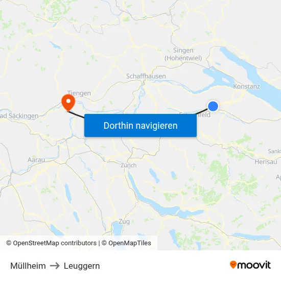 Müllheim to Leuggern map