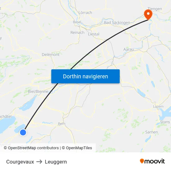 Courgevaux to Leuggern map