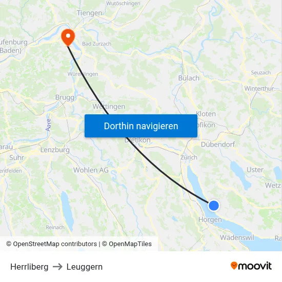 Herrliberg to Leuggern map