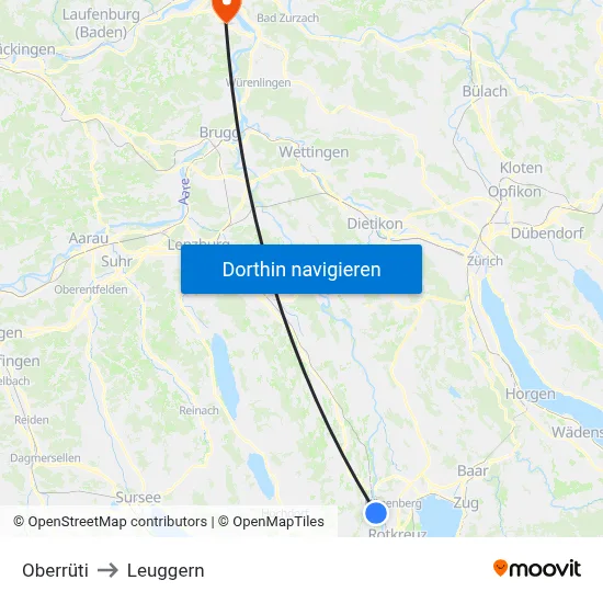 Oberrüti to Leuggern map