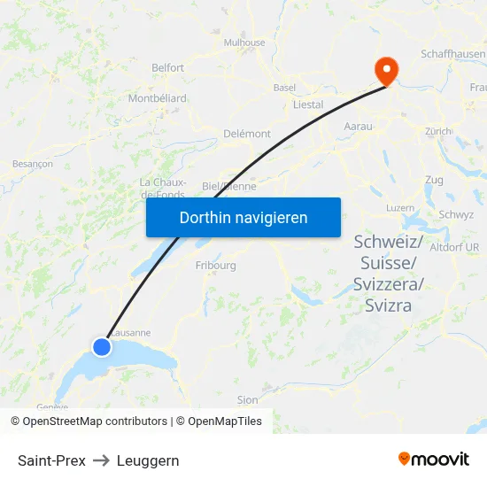 Saint-Prex to Leuggern map
