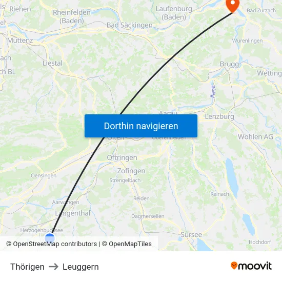 Thörigen to Leuggern map