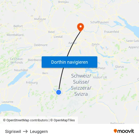Sigriswil to Leuggern map