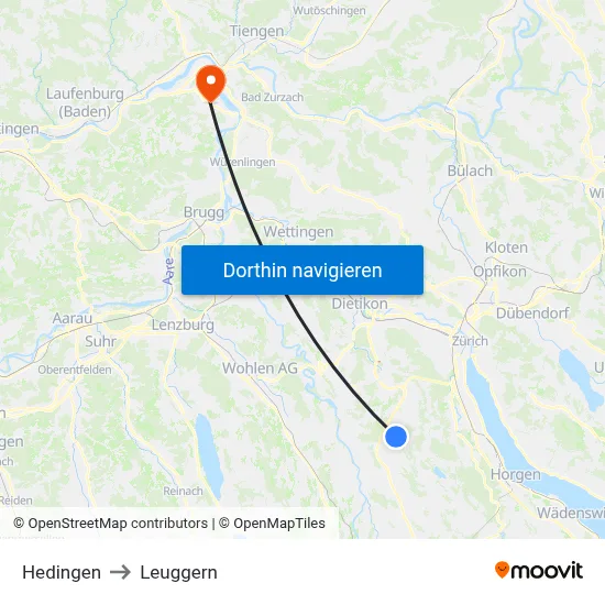 Hedingen to Leuggern map