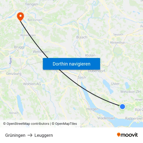 Grüningen to Leuggern map