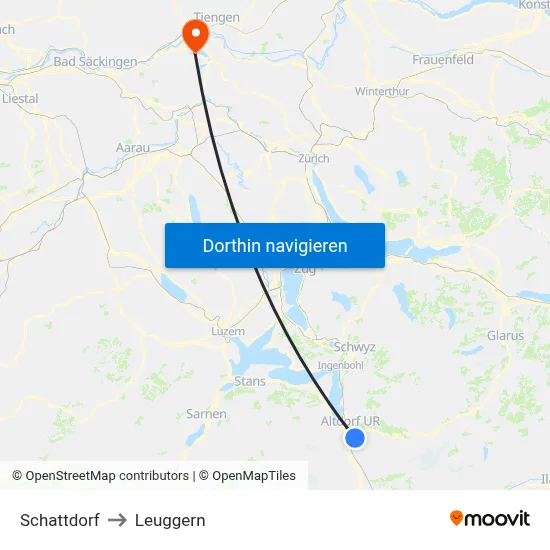 Schattdorf to Leuggern map