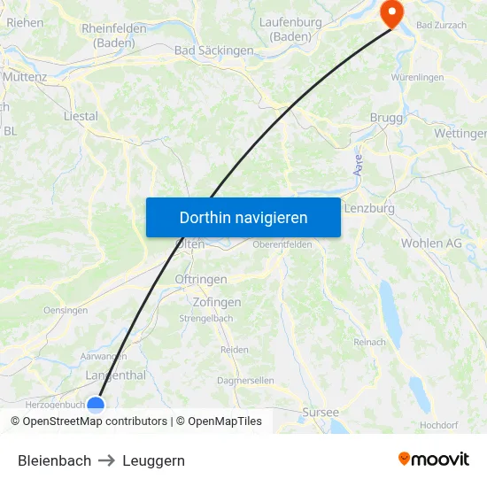 Bleienbach to Leuggern map