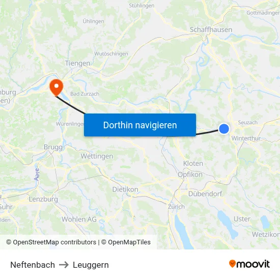 Neftenbach to Leuggern map