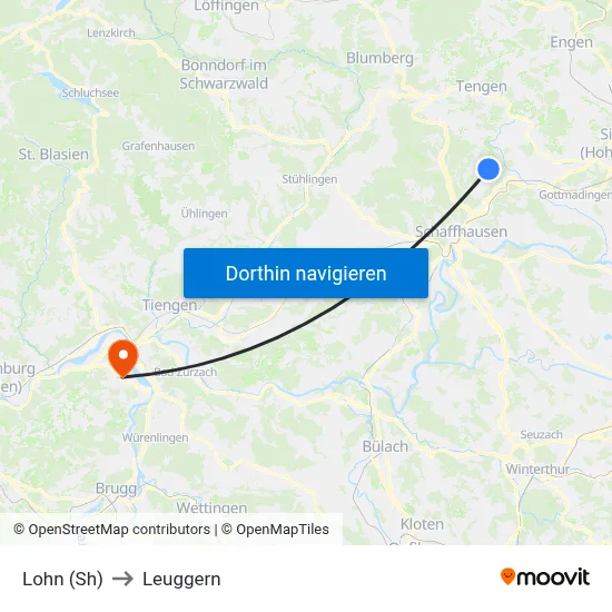 Lohn (Sh) to Leuggern map