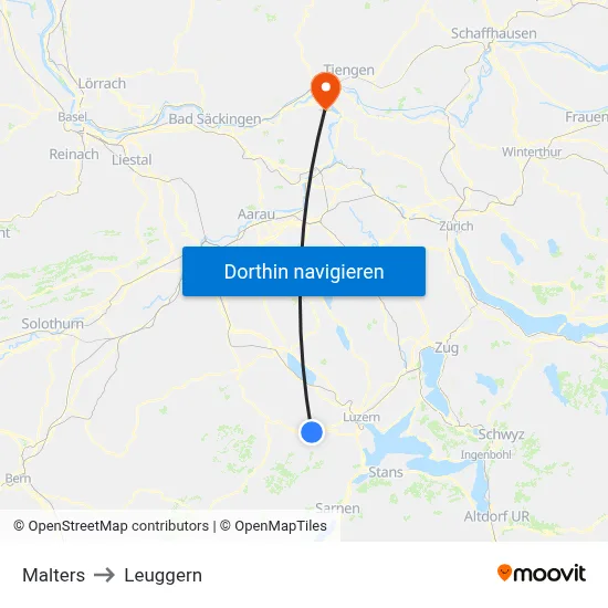 Malters to Leuggern map