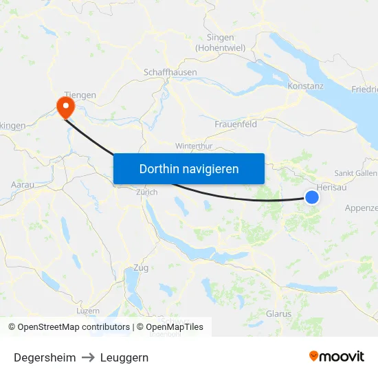 Degersheim to Leuggern map